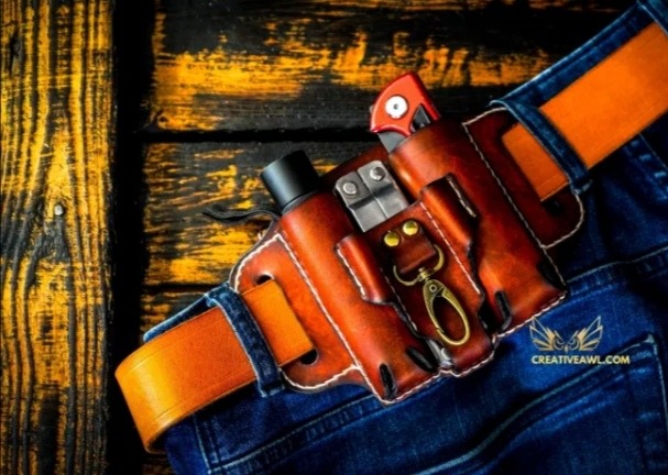 Выкройка EDC Pouch из кожи на ремень для ношения ножей и других аксессуаров