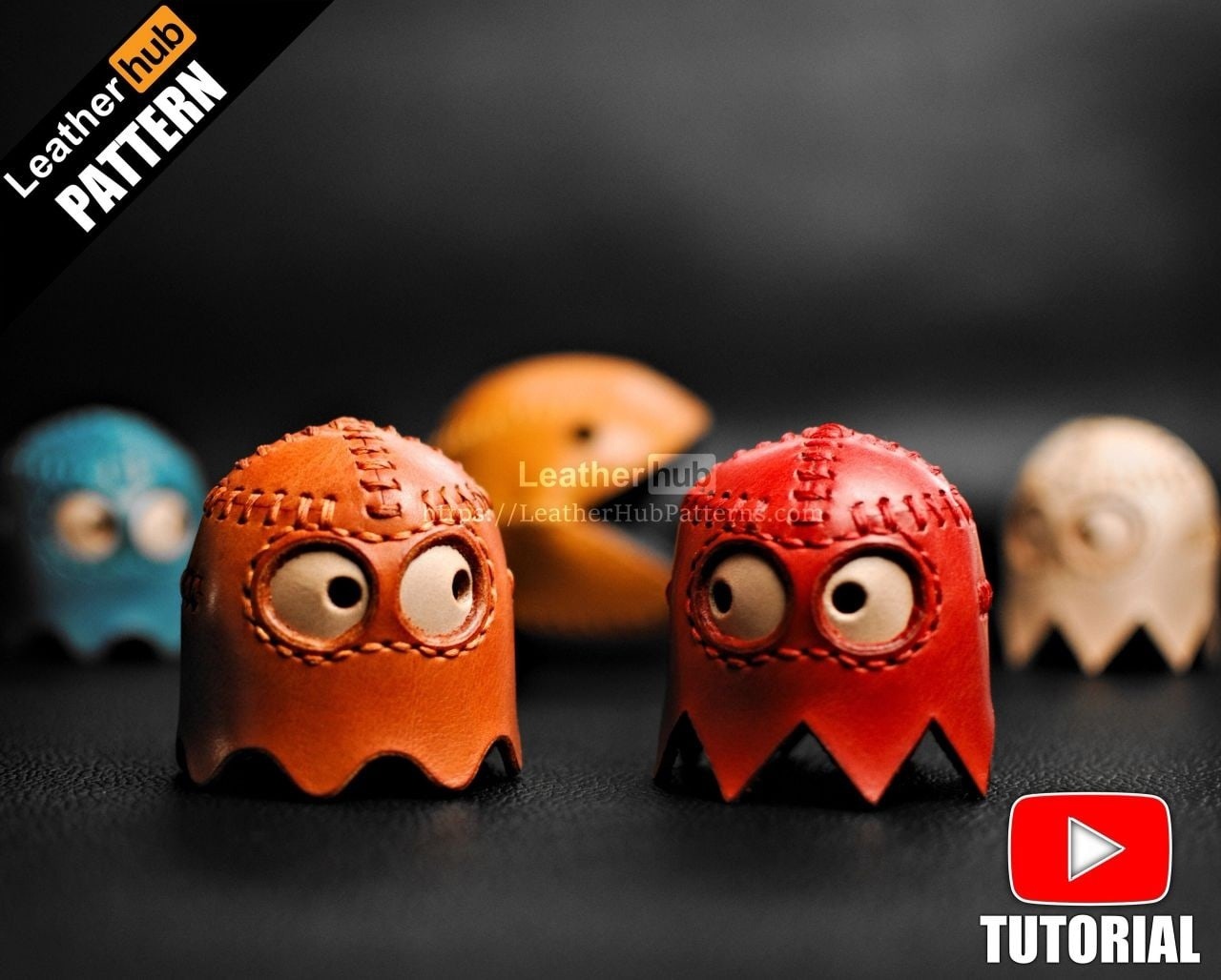 Выкройка небольшая кожаная игрушка/брелок из игры PAC MAN