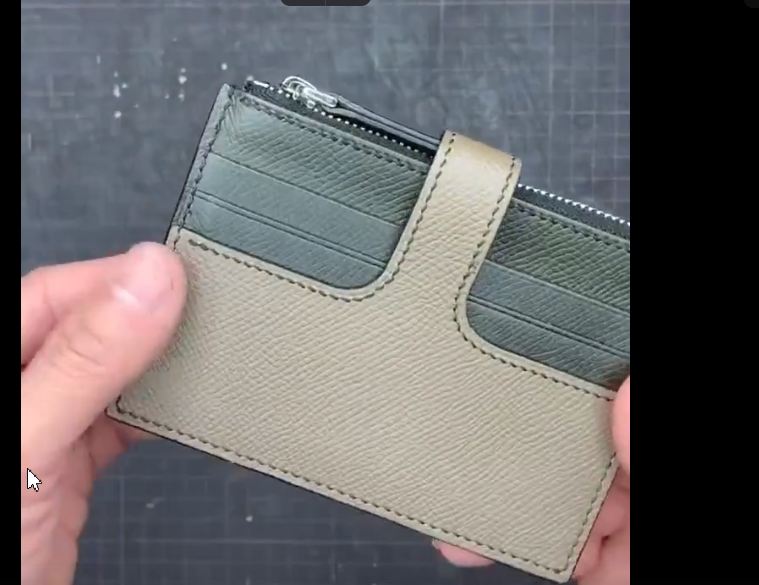Выкройка кожаный кошелёк на молнии (Зиппер zip wallet) под банковские карты с хлястиком