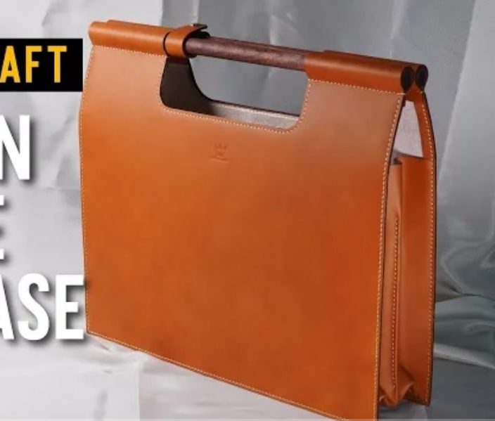 Выкройка кожаный briefcase (сумка для документов и ноутбука) с деревянными ручками
