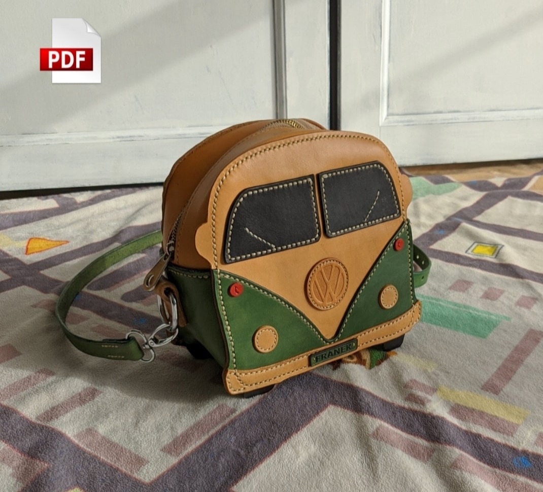 Выкройка кожаная сумка кросс боди в виде автобуса